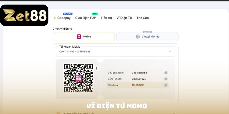 Nạp tiền Zet88