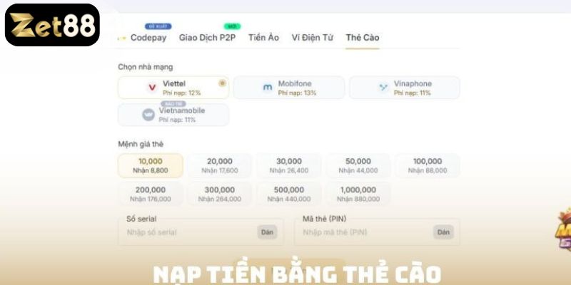 Rút tiền Zet88